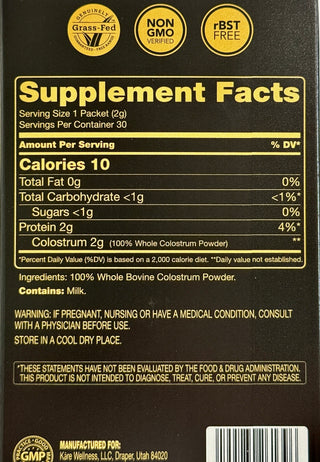 Whole Colostrum, 30ct Stick Packs